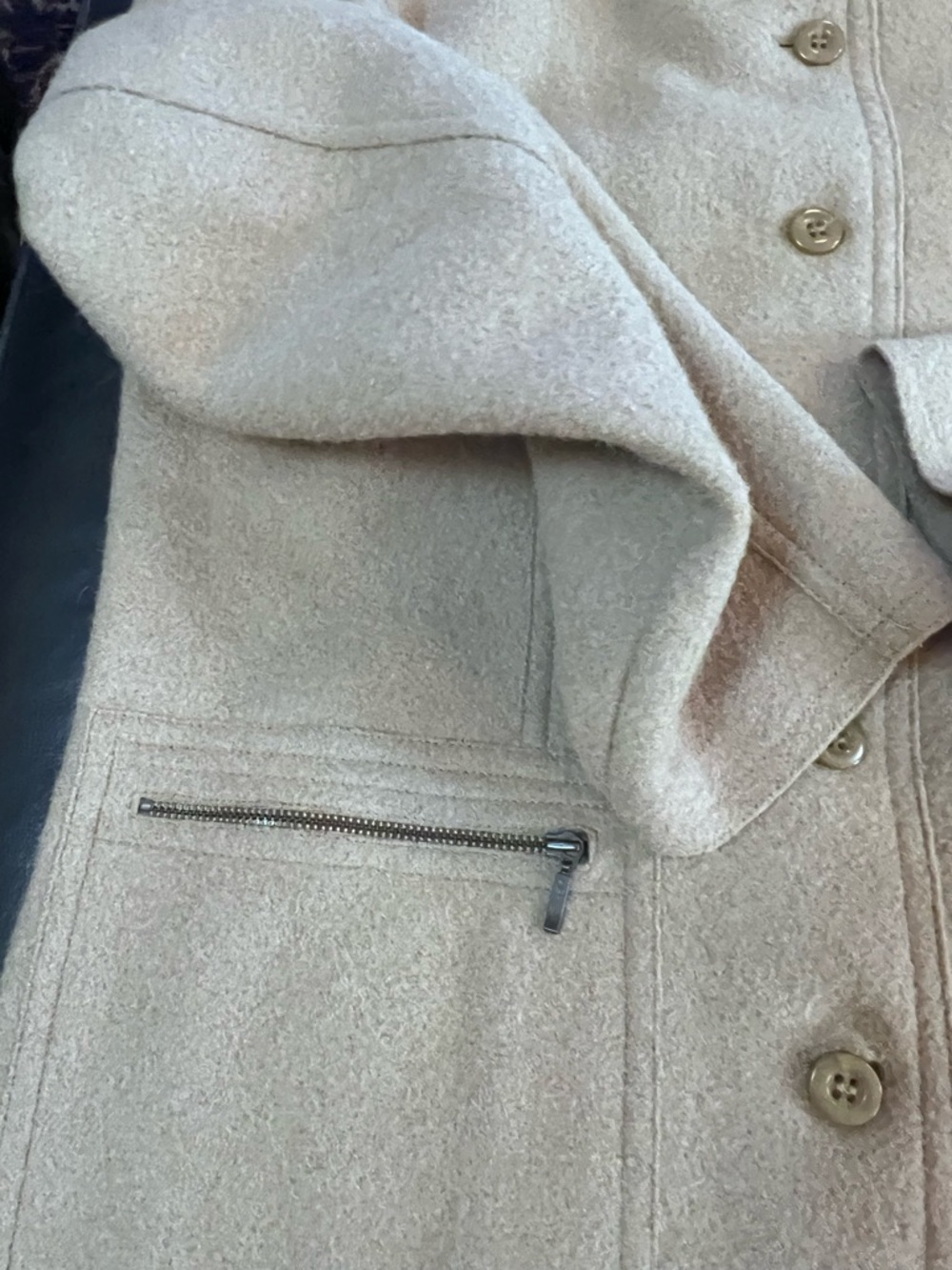Talbots Beige Button Alpaca Wool Car Coat with Zip Pockets - Minimalist Classic - Picture 4 of 6